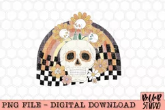 Retro Halloween Floral Skull PNG Sublimation Design Product Image 2