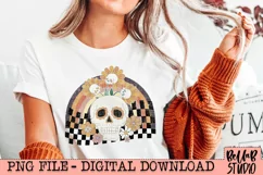 Retro Halloween Floral Skull PNG Sublimation Design Product Image 1