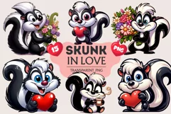 Skunk in love. Valentine's Day, PNG. Product Image 1