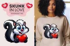 Skunk in love. Valentine's Day, PNG. Product Image 5