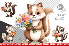 Skunk Spring Bouquet Clipart Product Image 1
