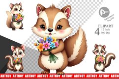 Skunk Spring Bouquet Clipart Product Image 1