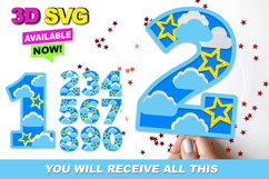 cloud and stars Numbers 3D SVG Product Image 1