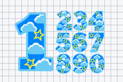 cloud and stars Numbers 3D SVG Product Image 2