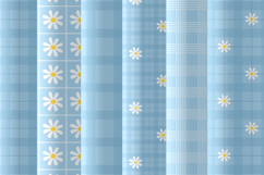 Sky blue daisy gingham seamless patterns png digital papers Product Image 2