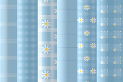 Sky blue daisy gingham seamless patterns png digital papers Product Image 3