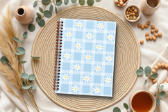 Sky blue daisy gingham seamless patterns png digital papers Product Image 5