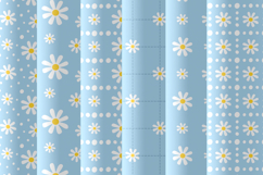 Sky blue daisy seamless patterns png Plaid digital papers Product Image 2
