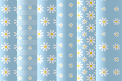 Sky blue daisy seamless patterns png Plaid digital papers Product Image 3