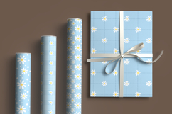 Sky blue daisy seamless patterns png Plaid digital papers Product Image 4