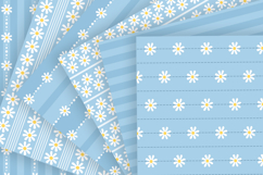 Sky blue daisy striped seamless pattern png digital paper Product Image 3