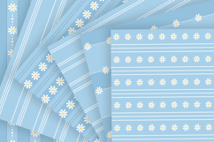 Sky blue daisy striped seamless pattern png digital paper Product Image 2