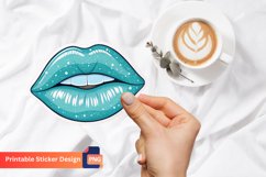 Sky Blue Lips Sticker, Colorful Lips Decals, Blue Lips Art Product Image 1
