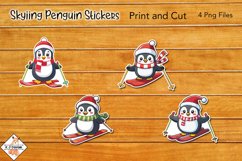 Skyiing Penguin Stickers | Print and Cut Product Image 1