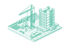 Construction site with crane and skyscraper. Product Image 1