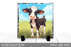 Cute Cow Sublimation. Cow Slate Sublimation Product Image 1