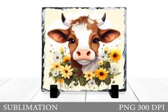 Cute Cow Sublimation. Cow Slate Sublimation Product Image 1