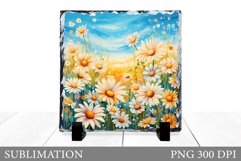 Daisy Flowers Slate Sublimation. Daisy Flowers Sublimation Product Image 1
