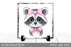 Raccoon Sublimation. Cute Raccoon Slate Sublimation Product Image 1