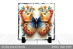 Butterfly Slate Sublimation. Butterfly Flowers Sublimation Product Image 1