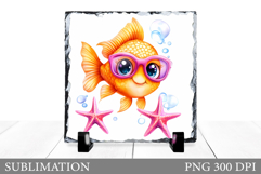 Cute Fish Sublimation. Fish Slate Sublimation Product Image 1