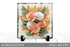 Flowers Slate Sublimation. Floral Sublimation Product Image 1
