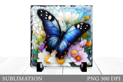 Butterfly Slate Sublimation. Butterfly Flowers Sublimation Product Image 1