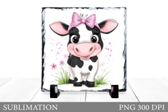 Cow Sublimation. Cute Cow Slate Sublimation Product Image 1