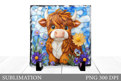 Highland Cow Sublimation. Cute Cow Slate Design Product Image 1