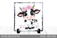 Cow Sublimation. Cute Cow Slate Sublimation Product Image 1