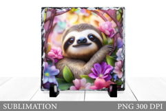 Cute Sloth Sublimation. Sloth Slate Sublimation Product Image 1