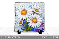 Daisy Flowers Slate Sublimation. Floral Sublimation Product Image 1