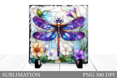 Dragonfly Slate Sublimation. Dragonfly Flowers Sublimation Product Image 1