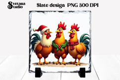 Funny Christmas rooster slate PNG sublimation Product Image 1