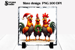 Funny Christmas rooster slate PNG sublimation Product Image 1