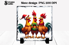 Funny Christmas rooster slate PNG sublimation Product Image 1