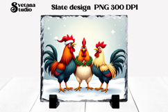 Funny Christmas rooster slate PNG sublimation Product Image 1