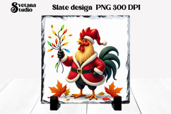 Funny Christmas rooster slate PNG sublimation Product Image 1