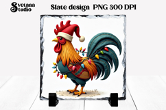 Funny Christmas rooster slate PNG sublimation Product Image 1