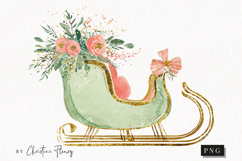 Brush Stroke Christmas Sled Clipart | Preppy Christmas PNG Product Image 1