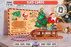 Christmas Sled Cards Laser Cut Bundle, Holiday Characters Product Image 3