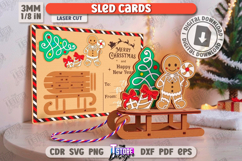 Christmas Sled Cards Laser Cut Bundle, Holiday Characters Product Image 4