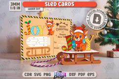 Christmas Sled Cards Laser Cut Bundle, Holiday Characters Product Image 7