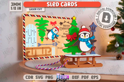 Christmas Sled Cards Laser Cut Bundle, Holiday Characters Product Image 8