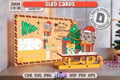 Christmas Sled Cards Laser Cut Bundle, Holiday Characters Product Image 11