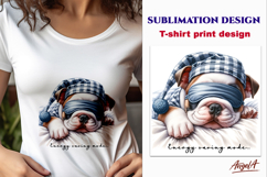 Sleeping dog T shirt sublimation designs bundle Pajama print Product Image 8