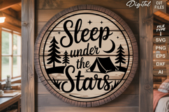 Sleep Under The Stars SVG File | Camping Round Sign SVG Product Image 2
