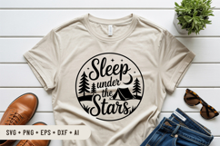 Sleep Under The Stars SVG File | Camping Round Sign SVG Product Image 3