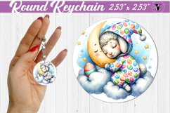 Round keychain | Sleeping animals Product Image 1