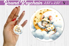 Round keychain | Sleeping animals Product Image 1